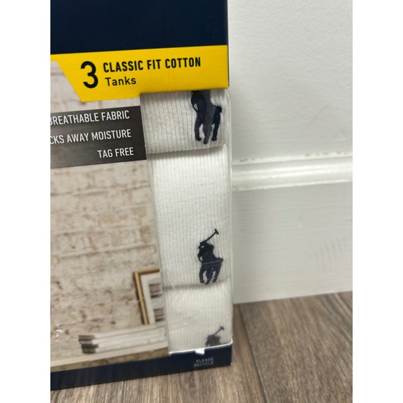 Polo Ralph Lauren 3 Classic Fit Cotton Tanks Men Size Large White Pony New - Picture 2 of 6